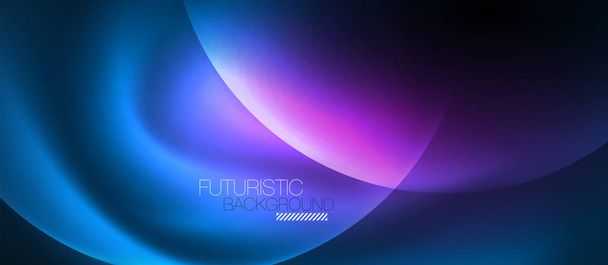 Blauwe neon bubbels en cirkels abstracte achtergrond, futuristische Magic Techno Design - Vector, afbeelding