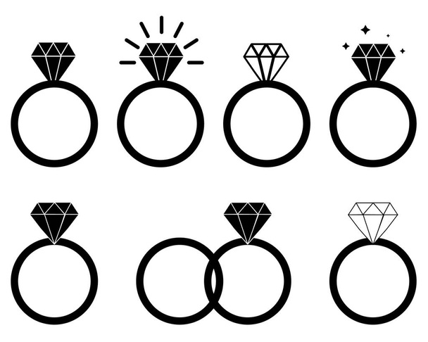 Diamant-Verlobungsring auf weißem Hintergrund. Diamantring-Symbol für Ihre Website-Design, Logo, App, ui. Ehering Symbol. Schmuck singen. flacher Stil.  - Vektor, Bild
