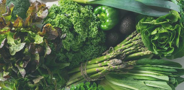 Close view of  green fresh vegetables and greenery, eco concept  - Photo, Image