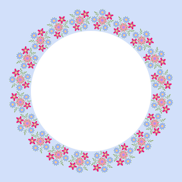 Decorative frame with floral ornament in flat style. A circular ornament for your design. - Vecteur, image