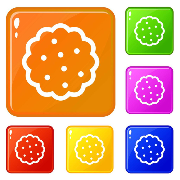 Cookies icons set vector color - Διάνυσμα, εικόνα