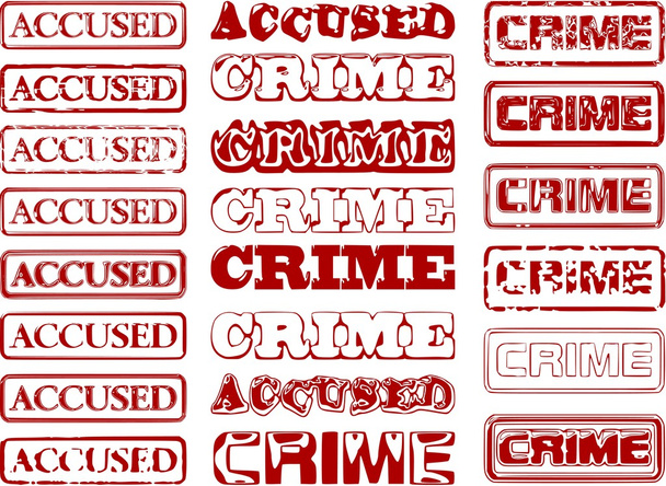 Set of different vectorized stamps with words ACCUSED and CRIME. - Vector, Image