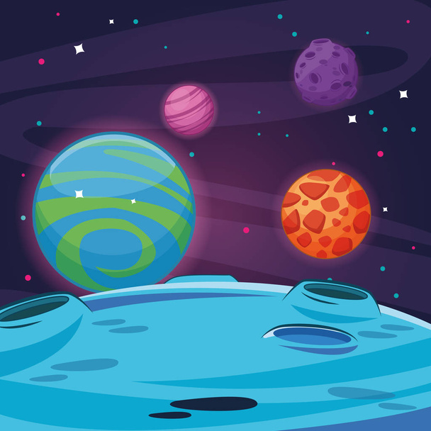 Milkyway space scenery cartoon - Vector, Image