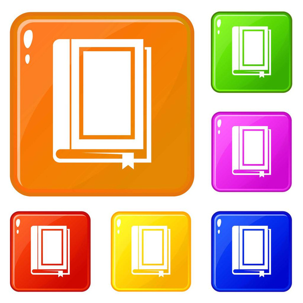 Book icons set vector color - Vetor, Imagem