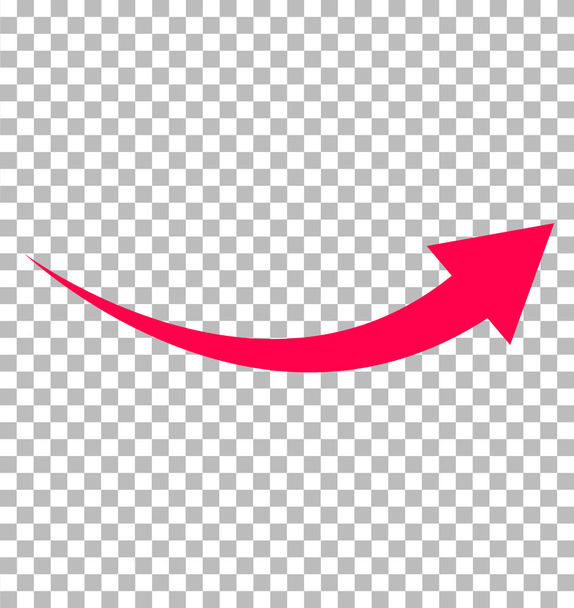 εικονίδιο με το κόκκινο βέλος σε διαφανές φόντο. επίπεδη στυλ. έννοια του λογότυπου βέλους. εικονίδιο βέλους για τη σχεδίαση της τοποθεσίας σας στο Web, λογότυπο, εφαρμογή, UI. βέλος έδειξε το σύμβολο κατεύθυνσης. κυρτό σύμβολο βέλους. - Διάνυσμα, εικόνα