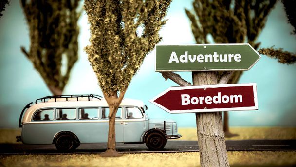 Street Sign to Adventure versus Boredom - Photo, Image