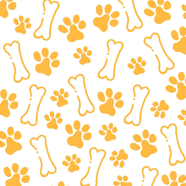 Pet Hand draw doodle background with cat or dog paws. - Vector, imagen
