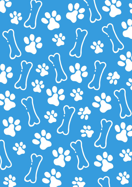 Pet Hand draw doodle background with cat or dog paws. - Vector, imagen
