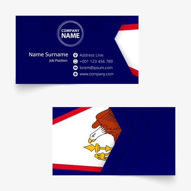 American Samoa Flag Business Card, standard size (90x50 mm) business card template - Vektor, obrázek
