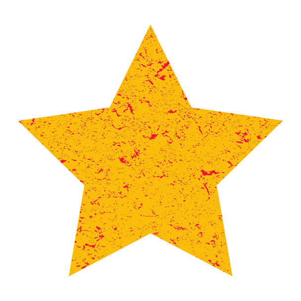 Grunge hvězda. Žlutá hvězda s texturou na izolovaném bílém pozadí. Obrázek. - Fotografie, Obrázek
