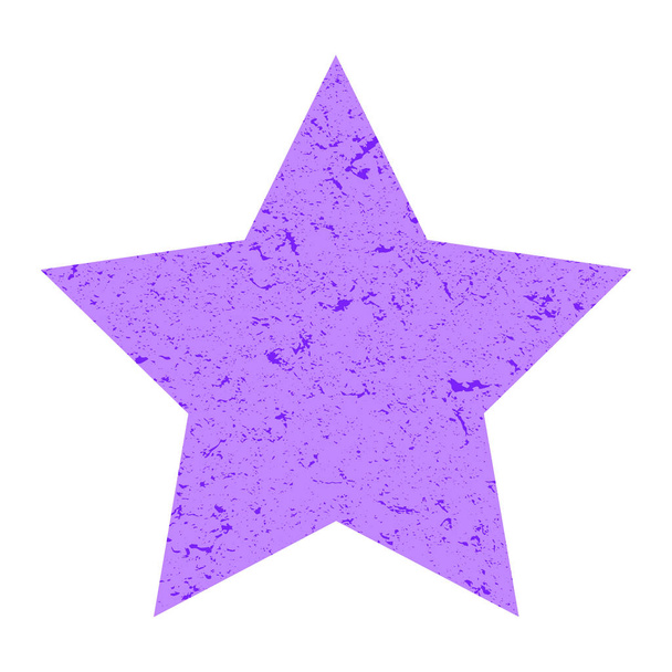 Grunge hvězda. Pastelově fialová hvězda s texturou na izolovaném bílém pozadí. Obrázek. - Fotografie, Obrázek