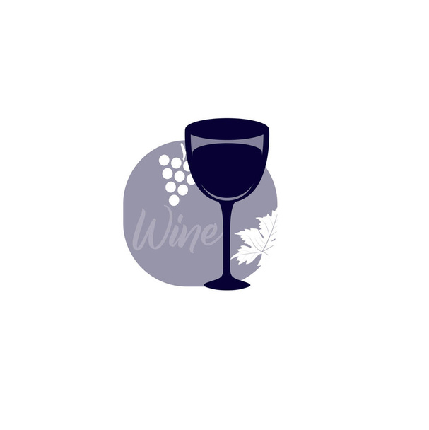 Web design flat icon wine glass close-up isolated. Logo for wine shop - Vector, Image