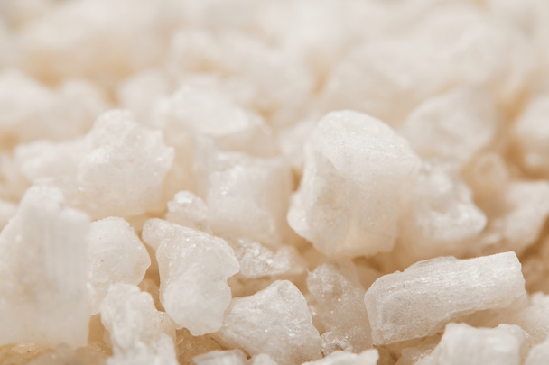 close up view of white textured granulated sea salt  - 写真・画像