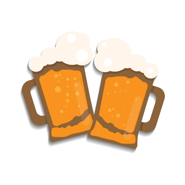 Two glasses of beer. Celebration with choking. Cartoon vector illustration. - Vector, Image