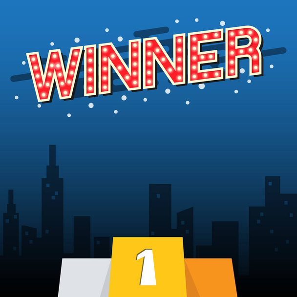 Winner stand with city background. Vector illustration - Vector, Image