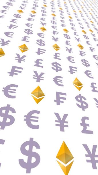 Ethereum classique et la monnaie sur un fond blanc. Crypto numérique symbole. Concept d'entreprise. Illustration 3D
 - Photo, image