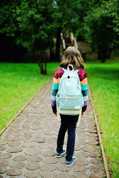 Kid girl with backpack - Foto, Imagen