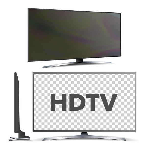 Nowoczesny telewizor LCD HDTV ekran LED zestaw Vector - Wektor, obraz