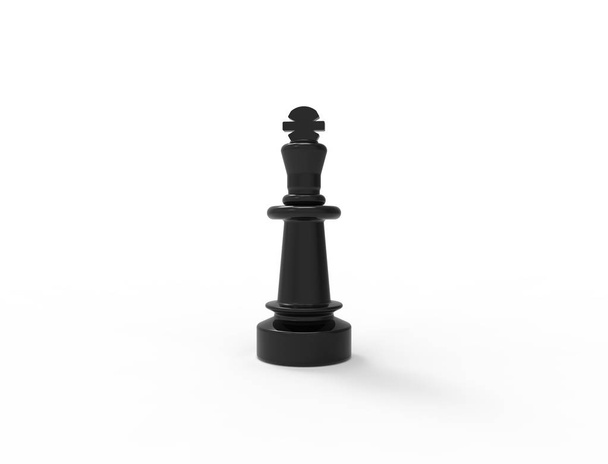3D rendering of black chess pieces isolated on white background. - Foto, Imagem
