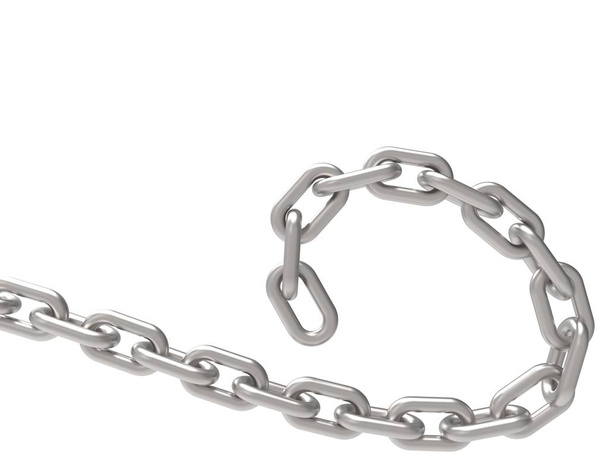 Representación en 3D de una cadena metálica ondulada sobre fondo blanco
. - Foto, Imagen