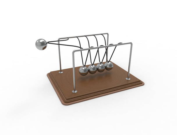 3D rendering of a Newton cradle isolated on white studio background - Photo, Image