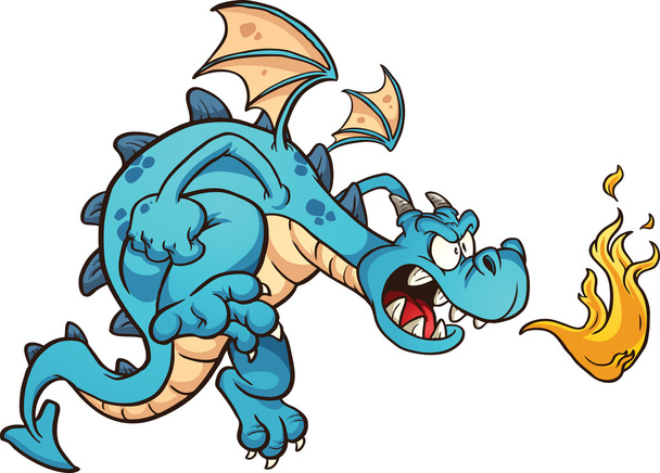 Dragão azul zangado
 - Vetor, Imagem