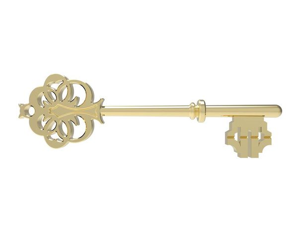 Renderowanie 3D dekoracyjnego rocznika klasycznego metalowego klucza - Zdjęcie, obraz
