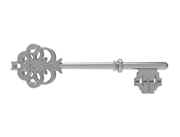 3D рендеринг декоративного винтажного классического металлического ключа
 - Фото, изображение