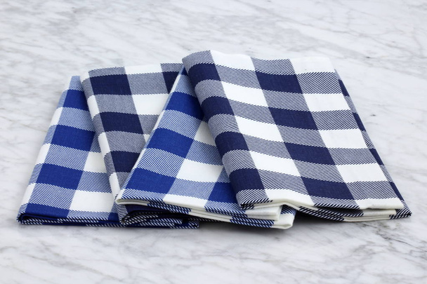 set of fabric napkins on marble countertop - Photo, Image