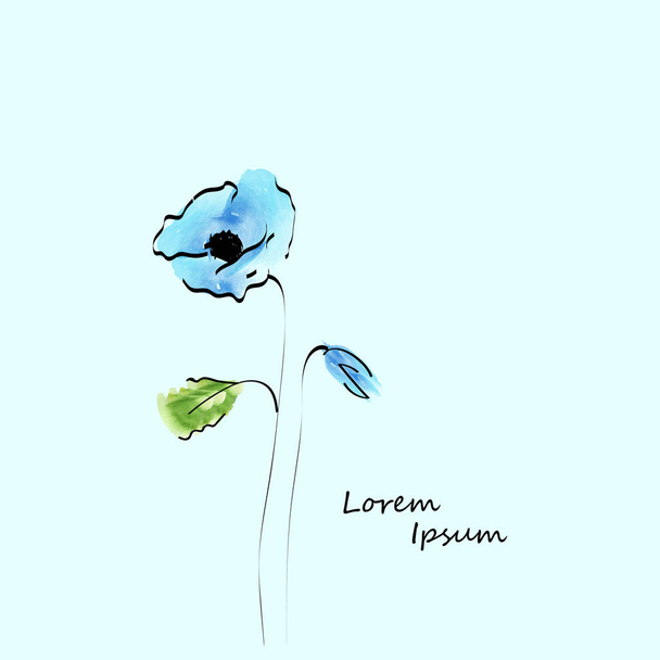 Fleur aquarelle bleue avec fond bleu
 - Vecteur, image