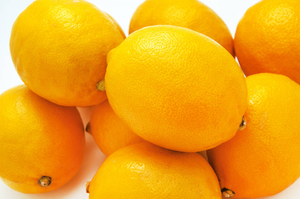 Group of fresh lemons on on white background - Photo, Image
