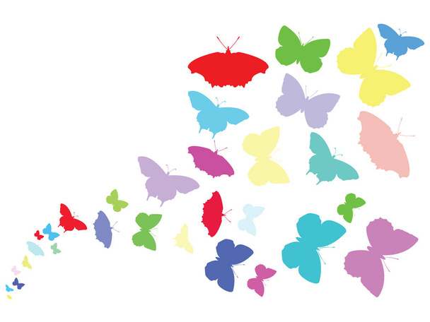 Gekleurde vliegende vlinders patroon vector illustratie geïsoleerd. - Vector, afbeelding