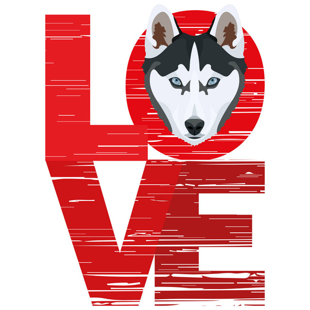 liefde husky - Vector, afbeelding