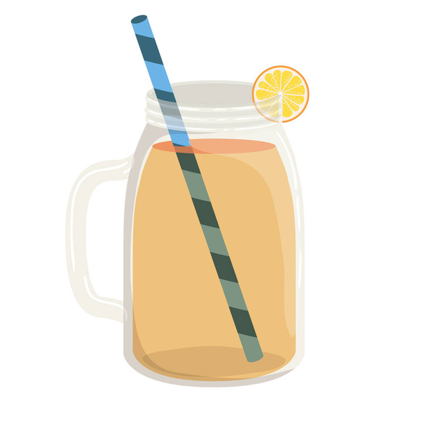 Glas mit Zitrone und magerem Getränk - Vektor, Bild