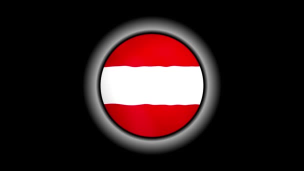 Austria flag button isolated on black - Footage, Video