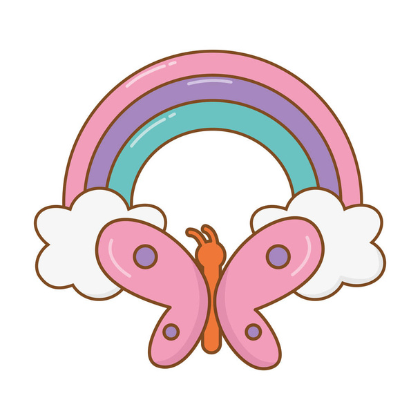buttlerfly and rainbow - Vector, Image
