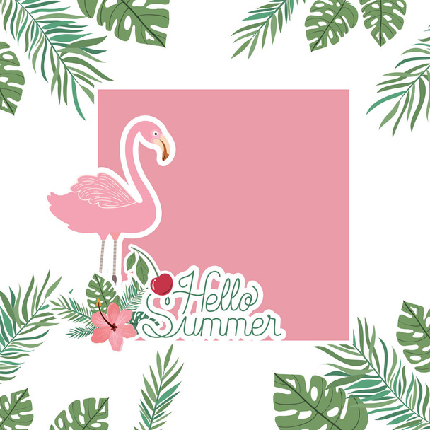 hello summer label with flemish icon - Вектор,изображение