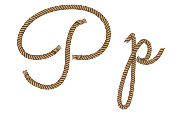 Rope hand drawn letter P - Vector, Image