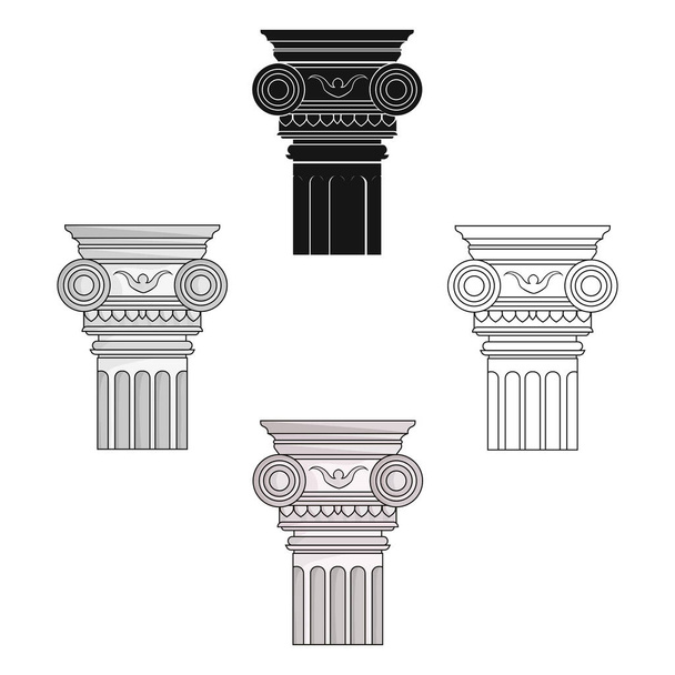 Icono de columna en caricatura, estilo negro aislado sobre fondo blanco. Arquitecto símbolo stock vector ilustración
. - Vector, Imagen