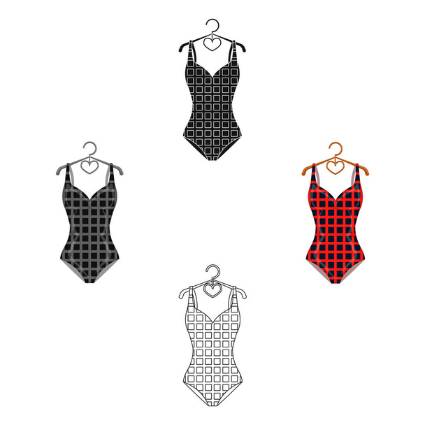 Plaid swimsuit in red and . Underwear for swimming.Swimcuits single icon in cartoon,black style vector symbol stock illustration. - Vektör, Görsel
