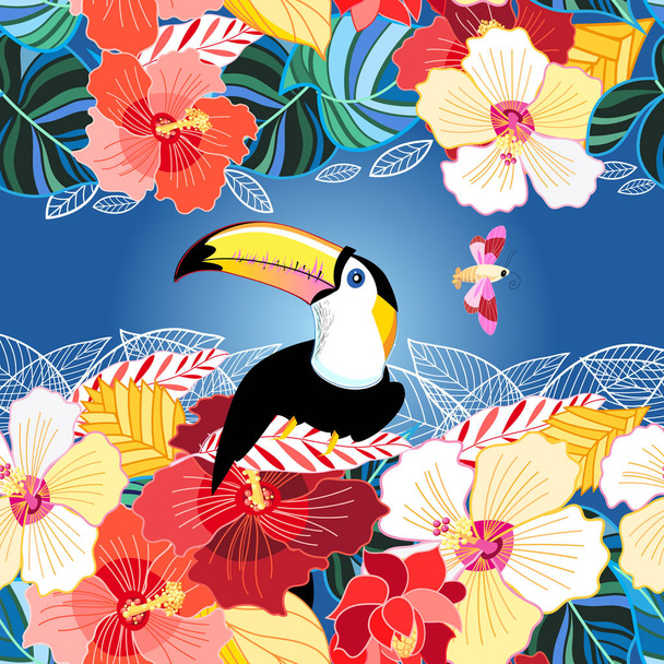 Vektori väri juliste tropiikissa ja toucan väreissä
 - Vektori, kuva