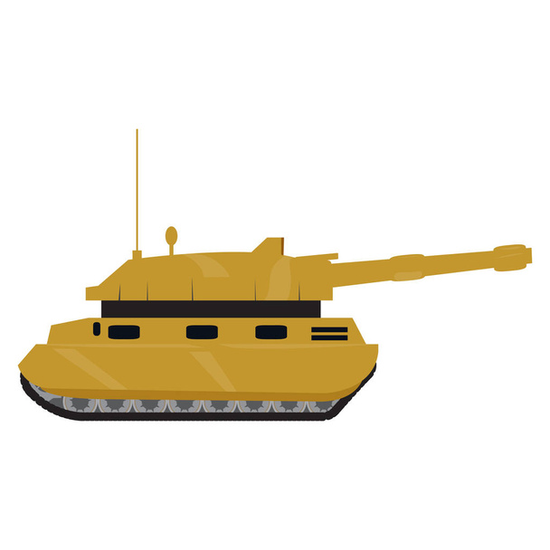 Side view of a military war tank - Διάνυσμα, εικόνα