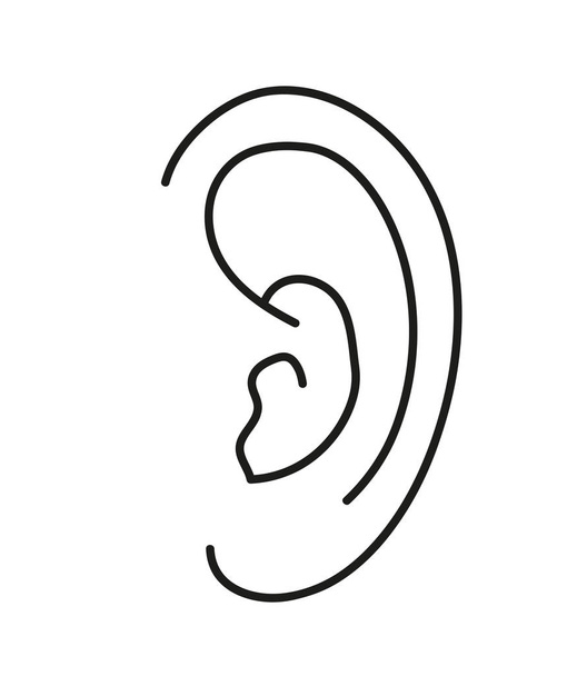 Ear silhouette on a white background. Vector illustration. - Vector, Image