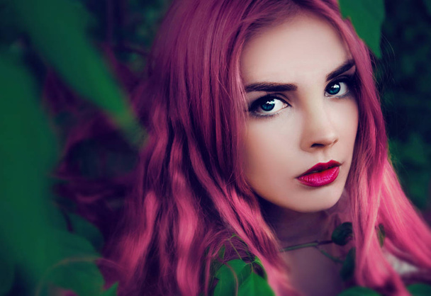 Young beautiful  with pink hair woman  - Фото, зображення
