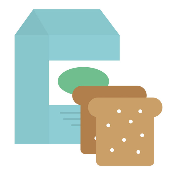 bread toast with milk box - Vector, Image