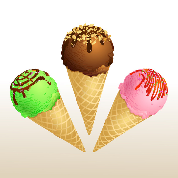 Ice cream three cone - Vector, Image