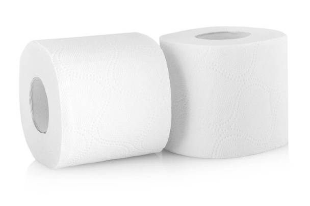 Los dos rodillos de papel higiénico o tejido aislado en blanco
 - Foto, Imagen