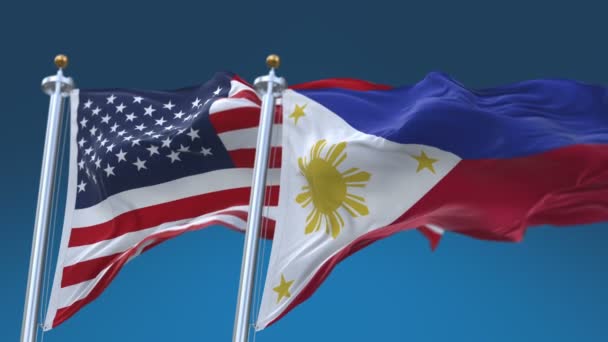 4k bezešvé Spojené státy americké a Filipíny, pozadí vlajky, USA Phi - Záběry, video