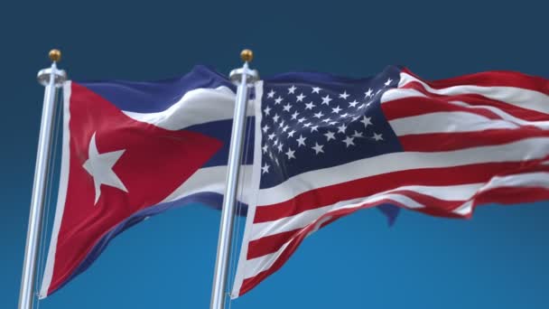 4k Seamless Estados Unidos da América e Cuba Bandeiras fundo, EUA US CUB CU
. - Filmagem, Vídeo