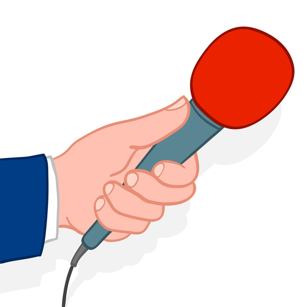 Man holding out a microphone - Vector, Image